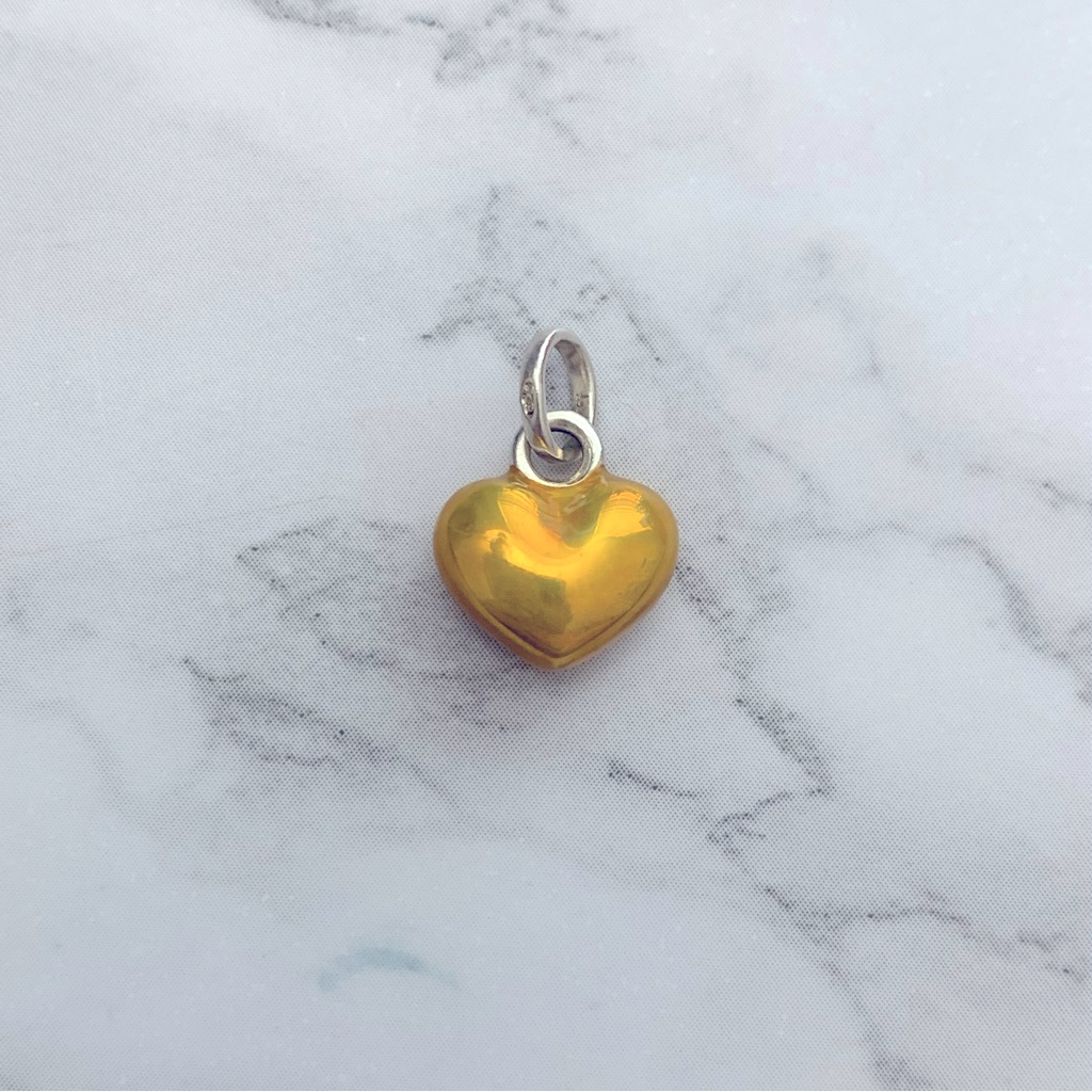 Euc Links Of London Sterling Silver Yellow Enamel Heart Charm